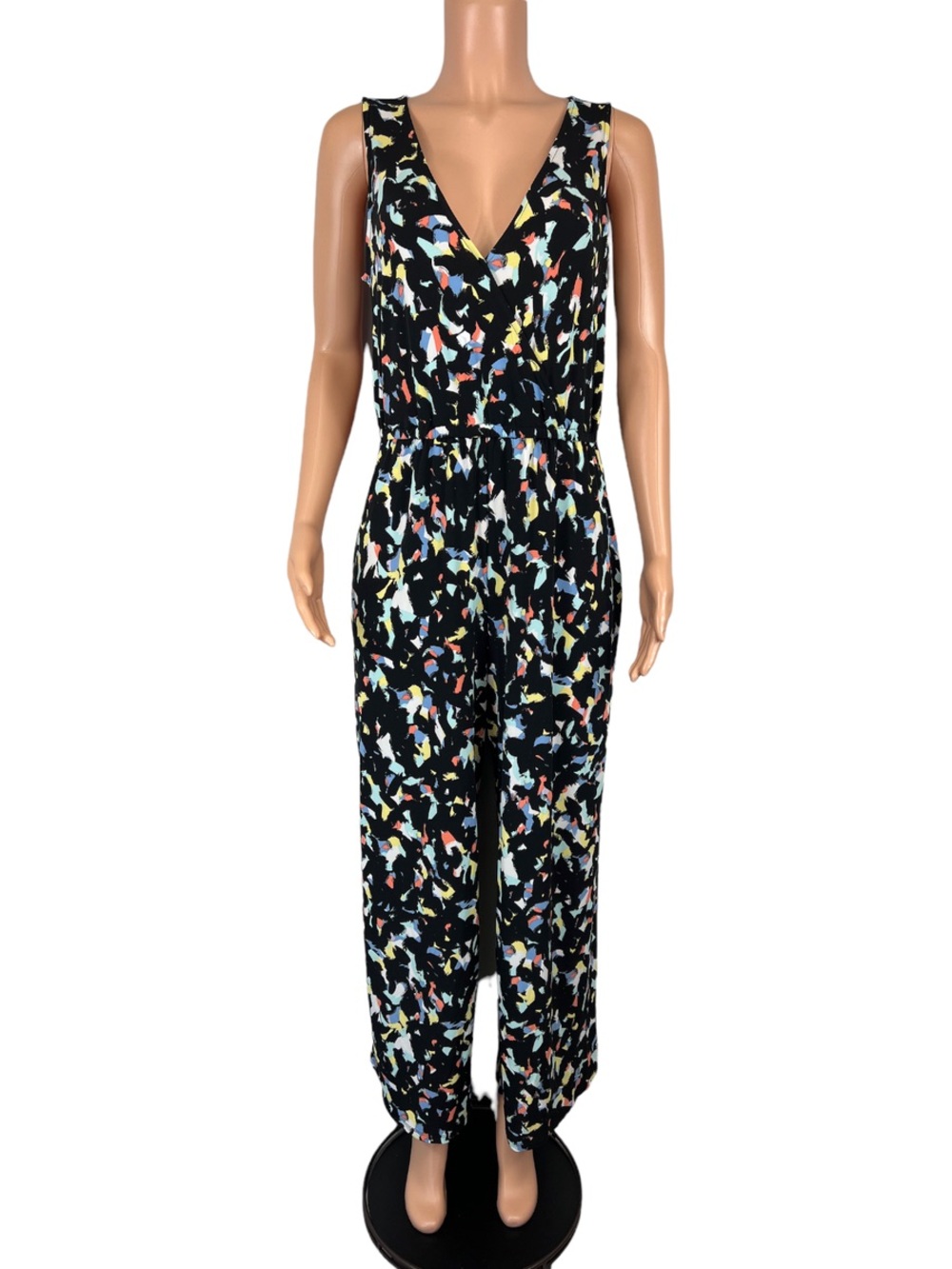 Jason Wu Black Multicolor Abstract Print Sleeveless Jumpsuit size XS- M